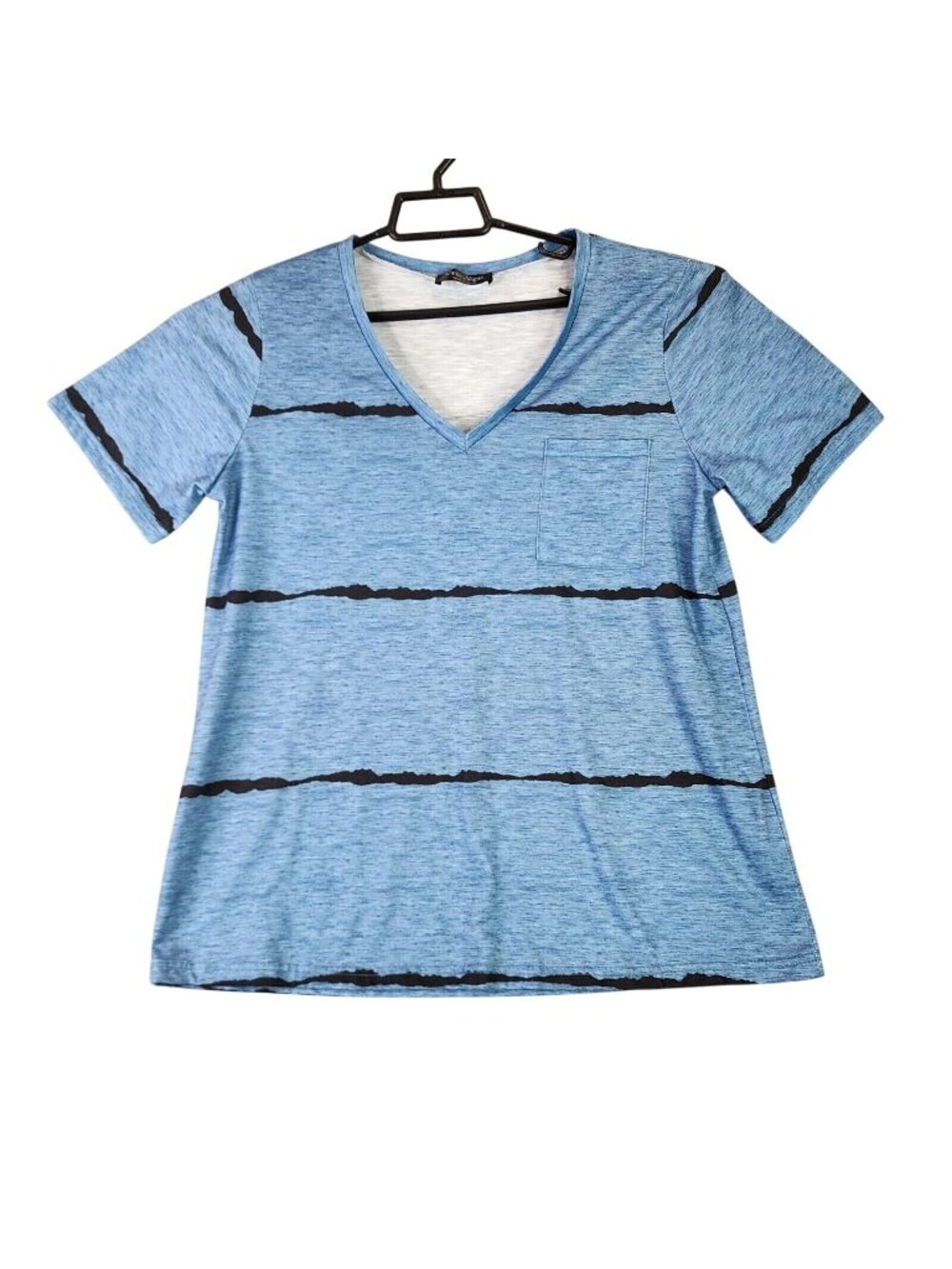 Womens Coeur de Vague V Neck T-shirt Short Sleeve Front Pocket Polyester Size M